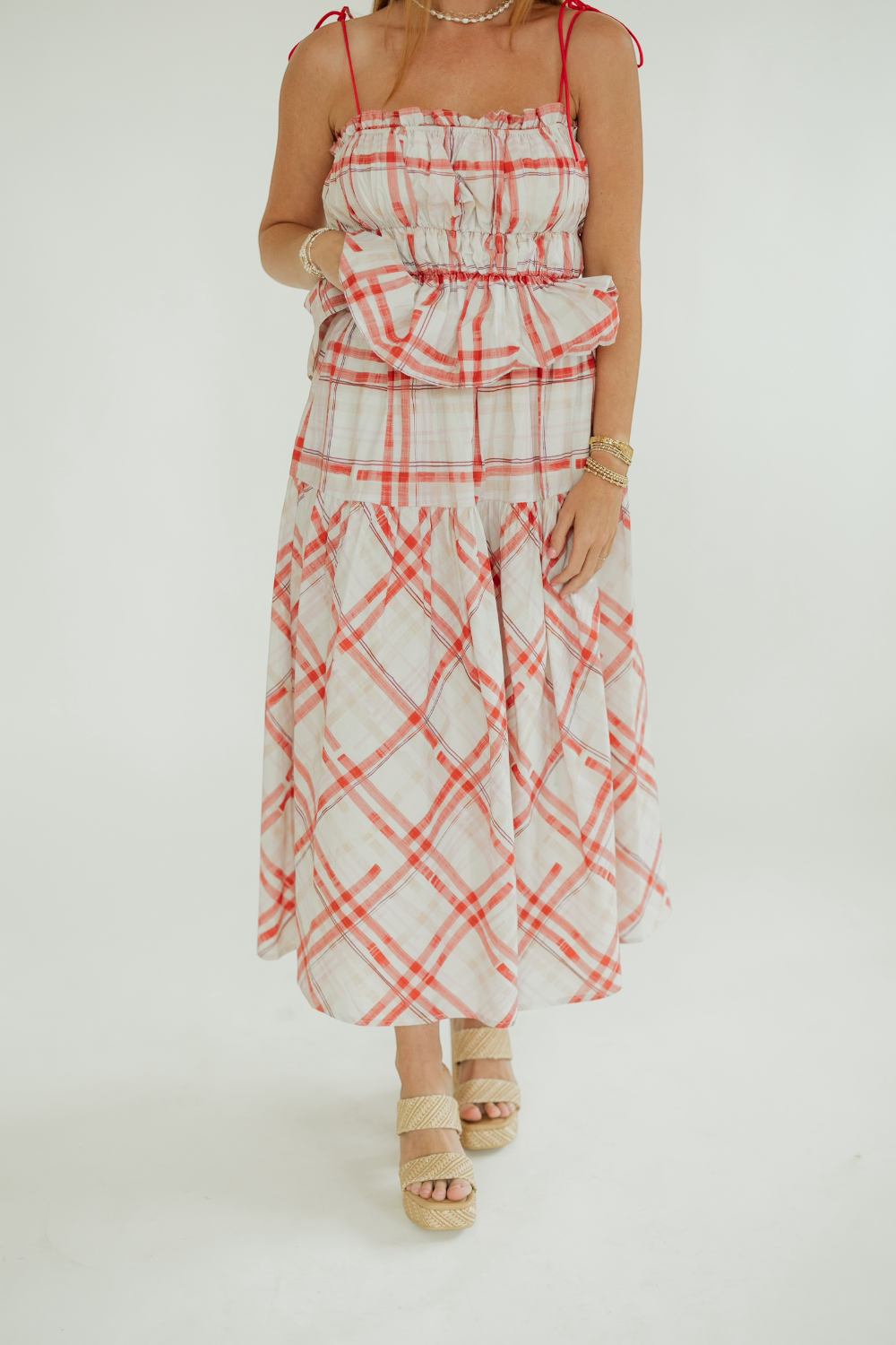 Malori Red Plaid Midi Skirt