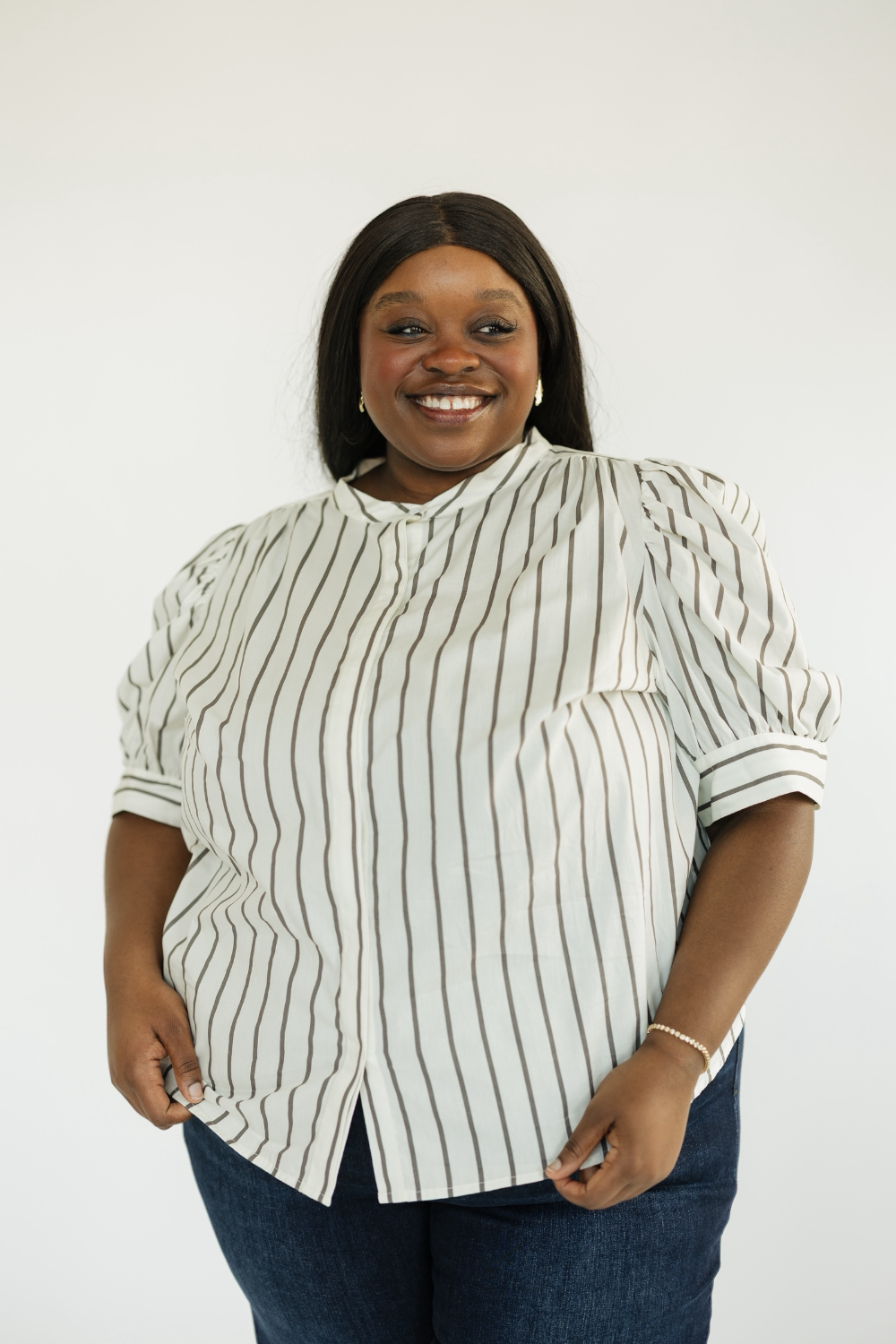 Kamara Striped Drape Sleeve Top (XS-3XL)