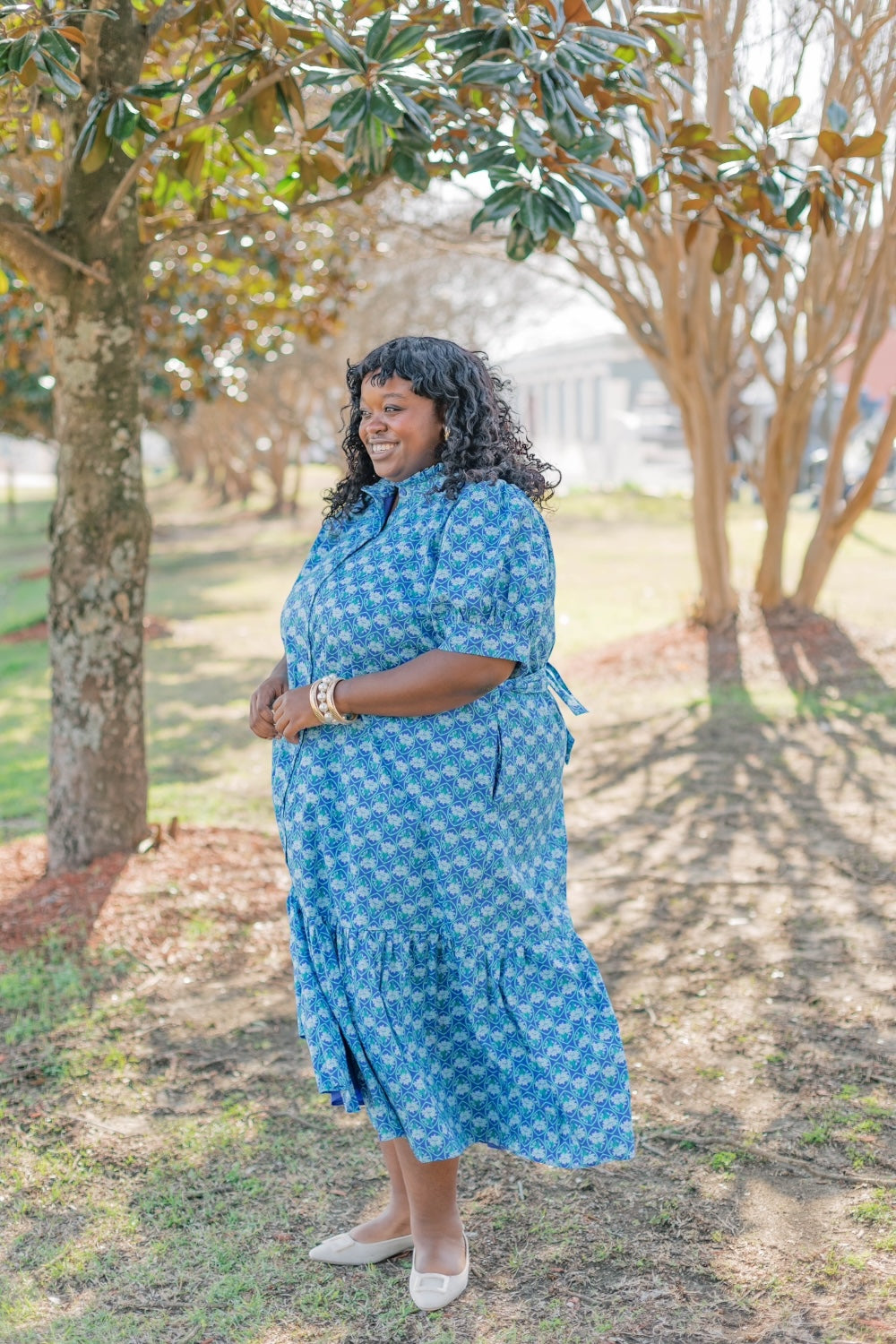 Driftwood Floral Button Down Midi Dress (XS-3XL)