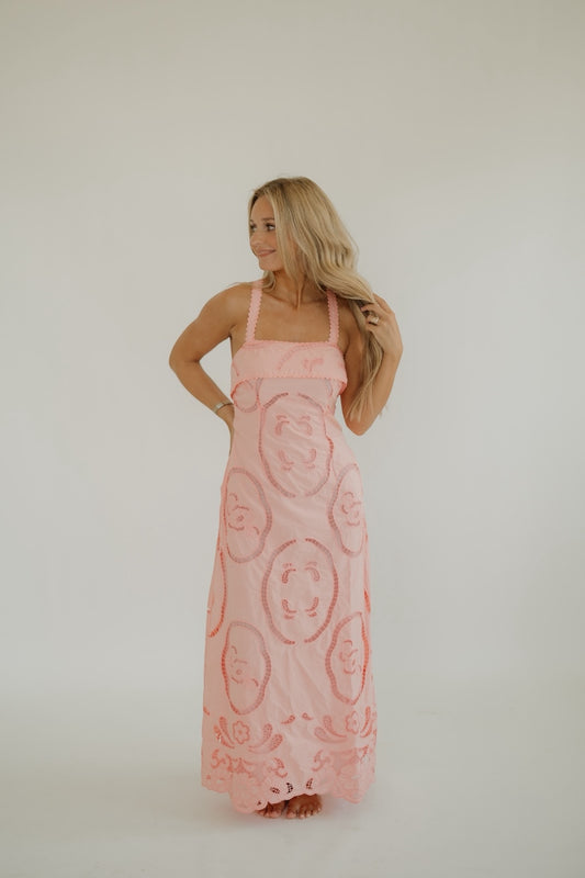 Palermo Coral Embroidered Dress