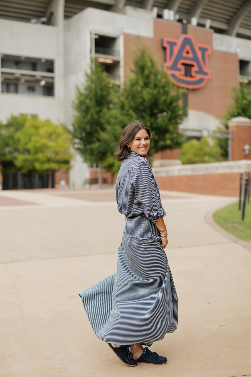 Blair Navy Stripe Curved Waist Maxi Skirt (XS-XL)