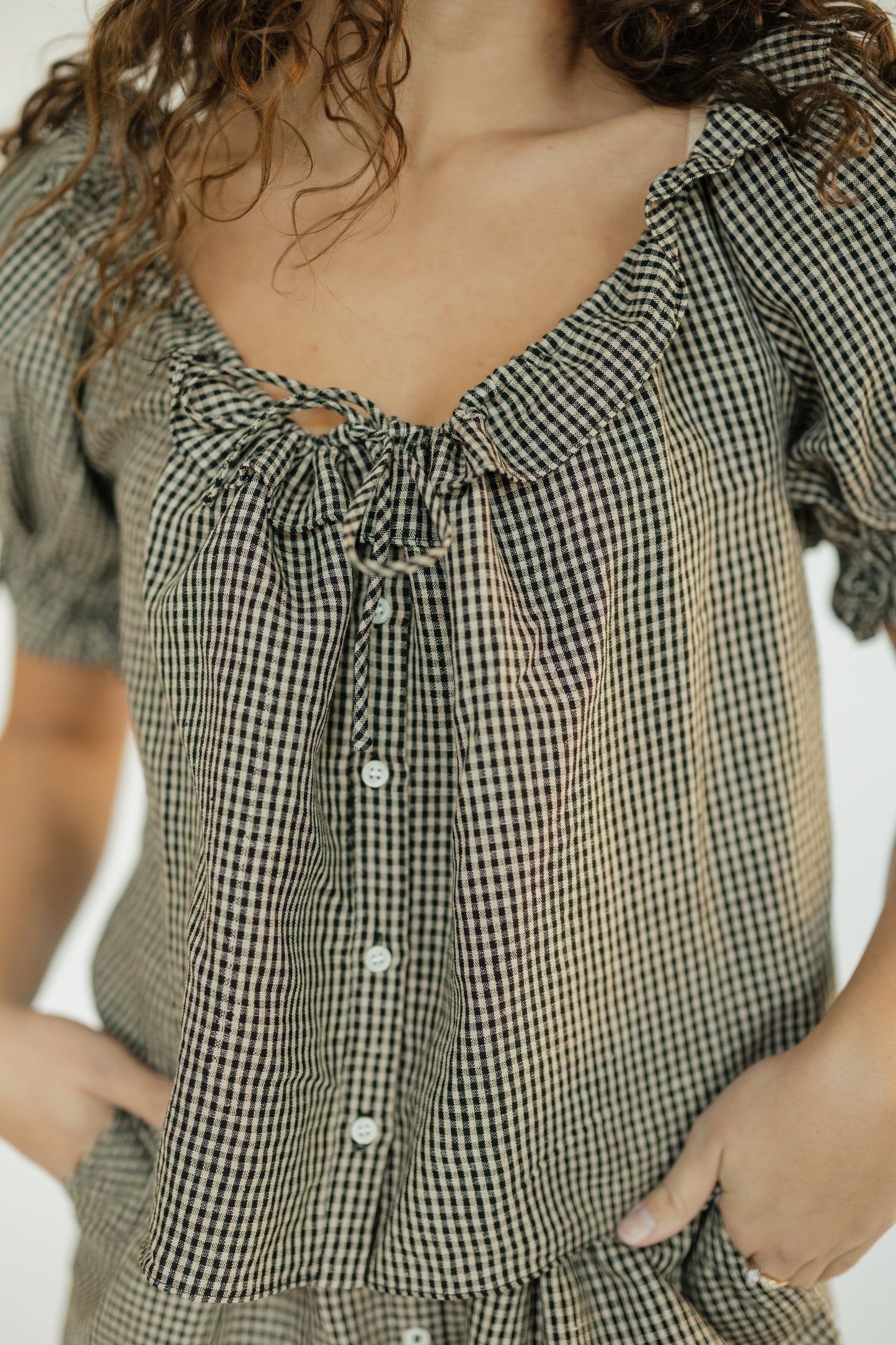 Bijou Gingham Linen Top