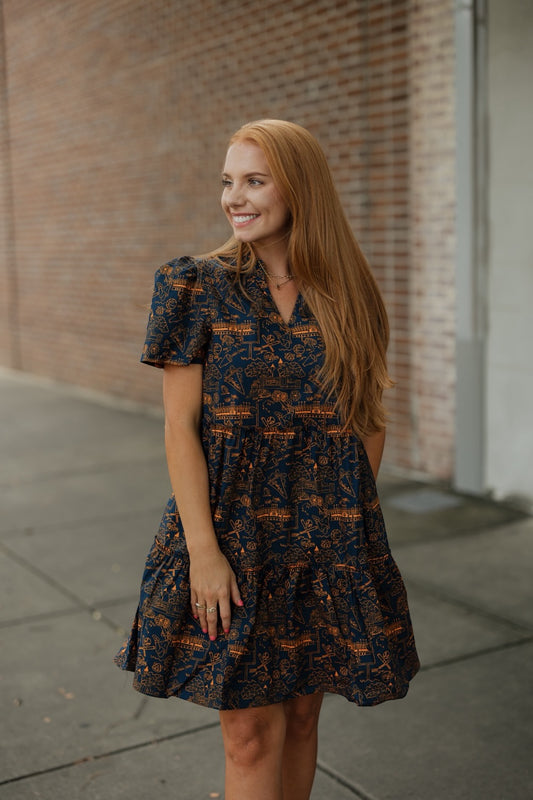 Ivy Mini Team Toile Auburn Dress (XS-2XL)