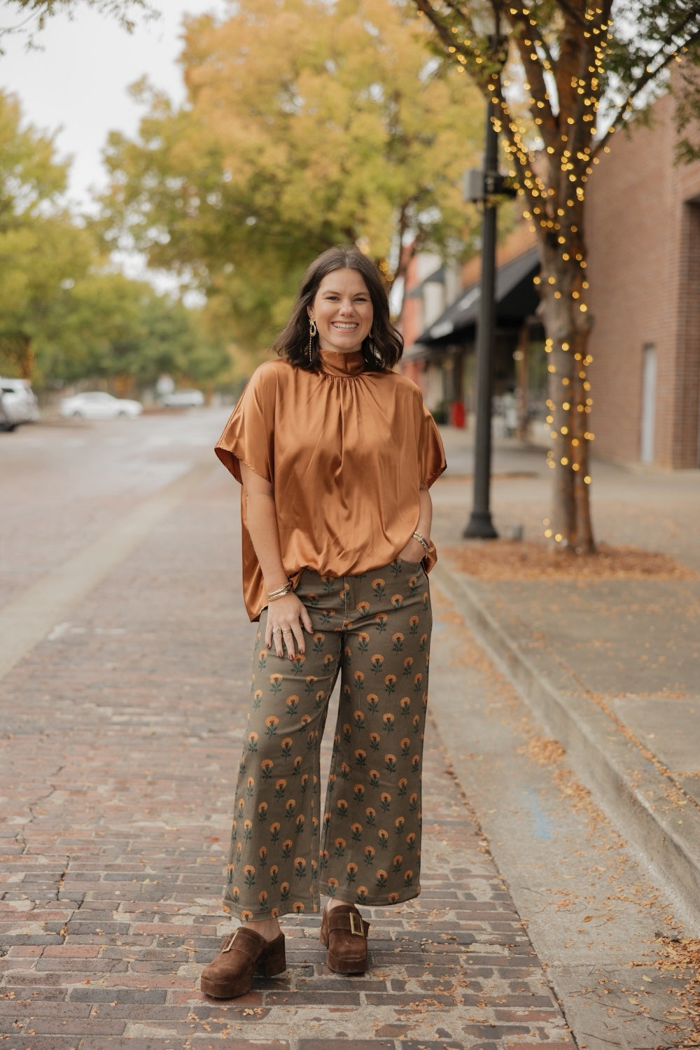 Fall Floral Wide Leg Jean
