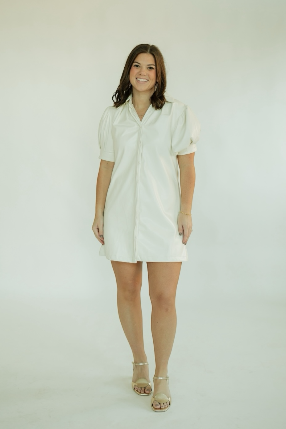 Vivienne White Leather Mini Dress