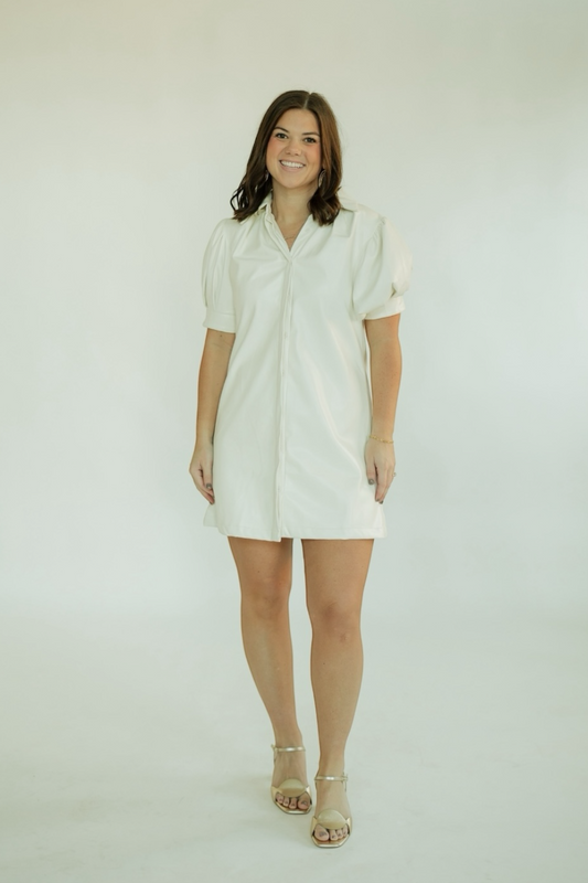 Vivienne White Leather Mini Dress