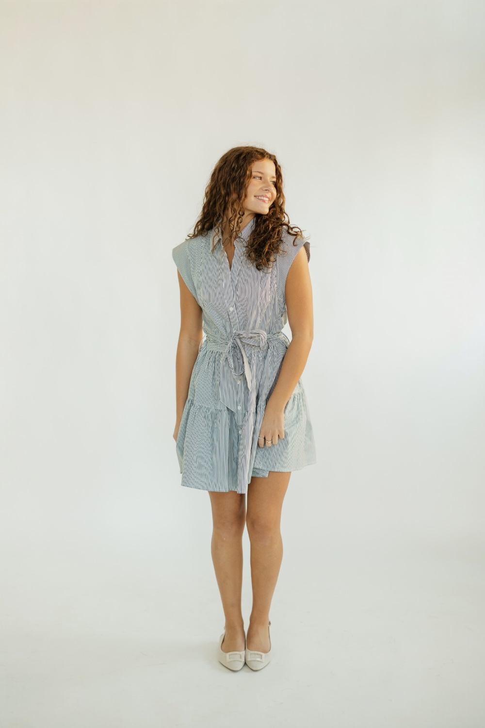 Nautical Navy Stripe Tiered Mini Dress (XS-XL)