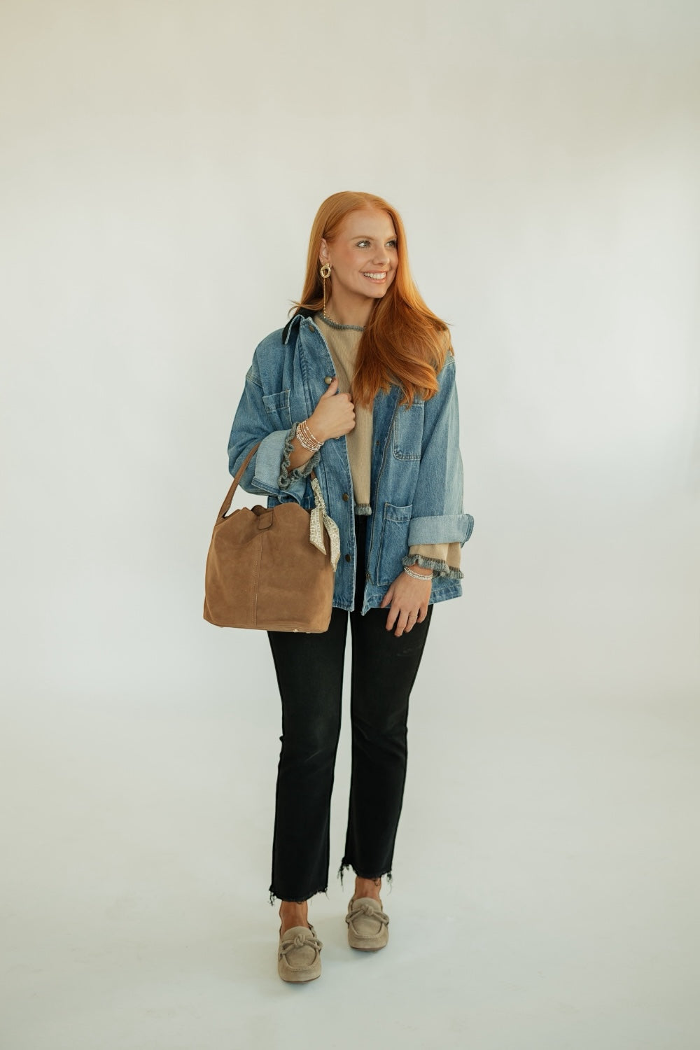 Denim Corduroy Collar Barn Jacket