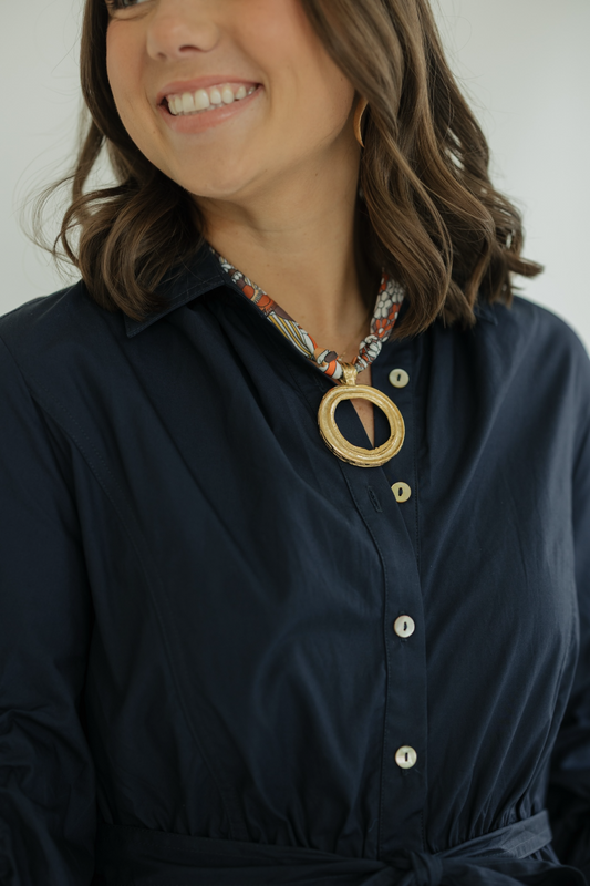 Brown & Orange Twilly Medallion Necklace
