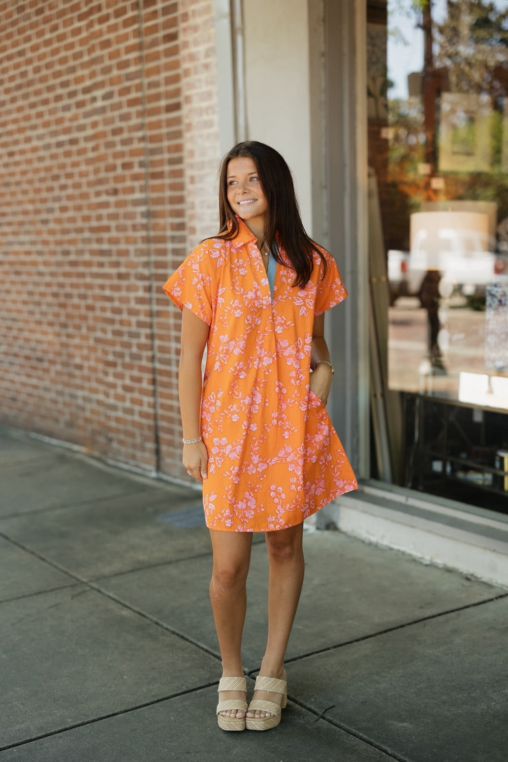 Jan Short Sleeve Floral Shift Dress (XS-XL)