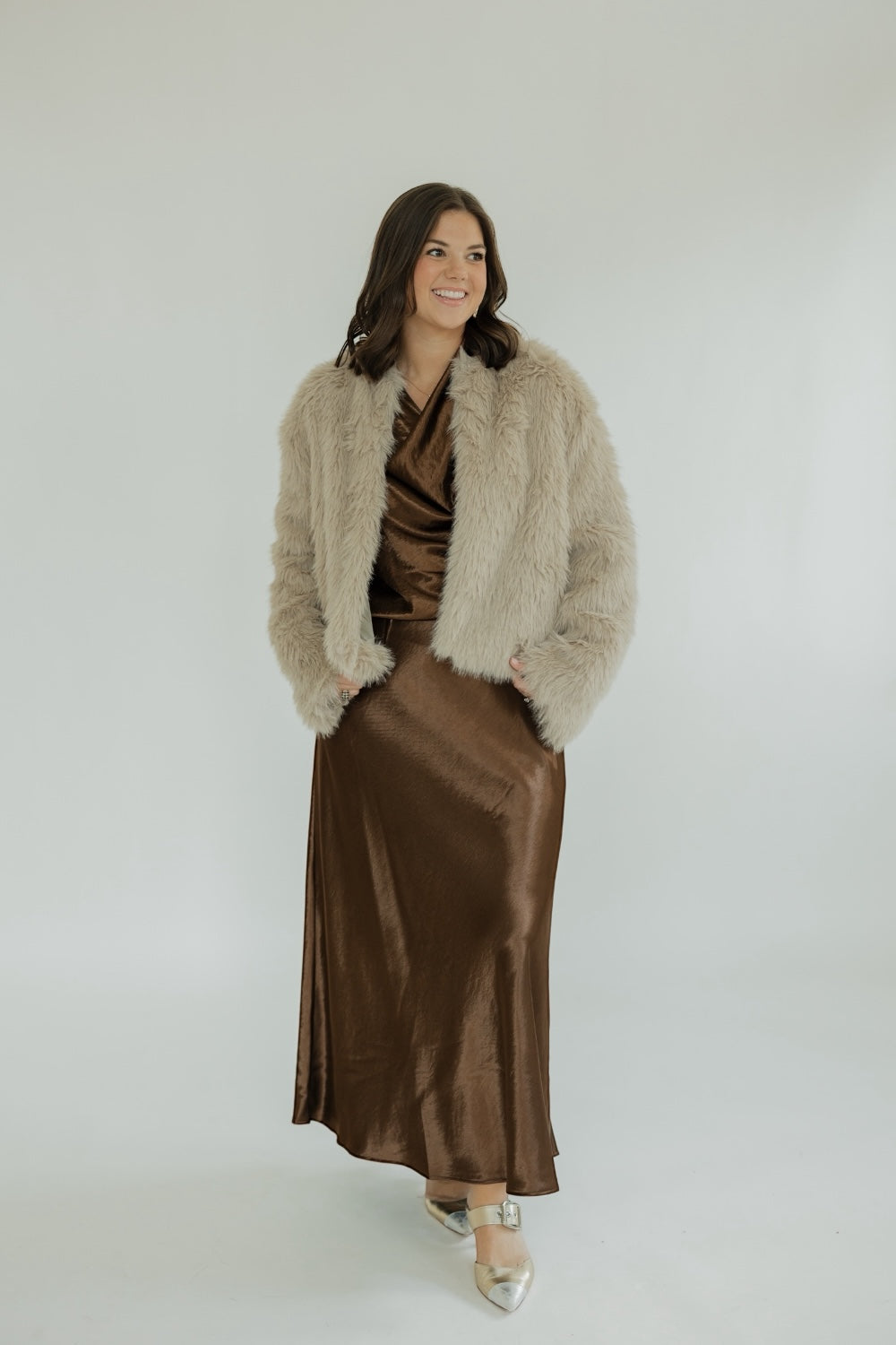 Barbara Bronze Satin Skirt