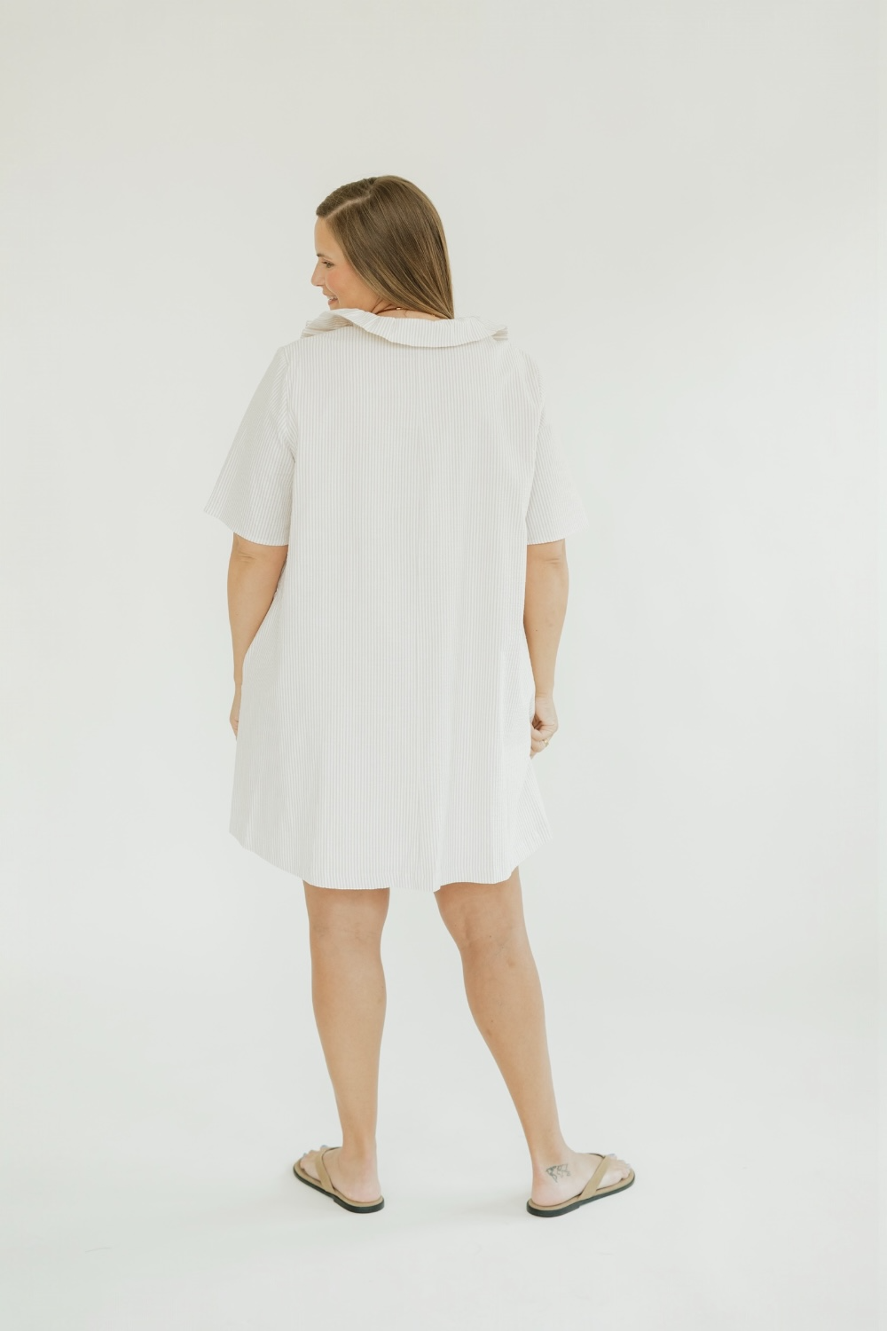 Olivia Sand Seersucker A-Line Dress (S-3XL) Olivia Sand Seersucker A-Line Dress (S-3XL)