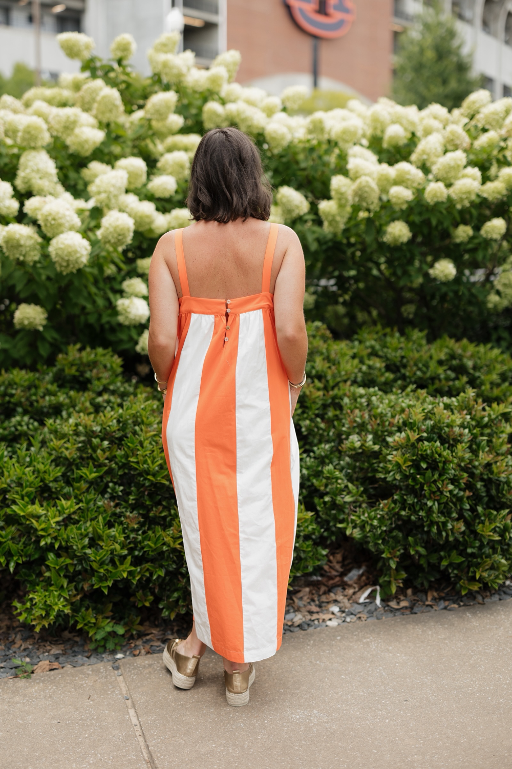 Miranda Orange Stripes Midi Dress