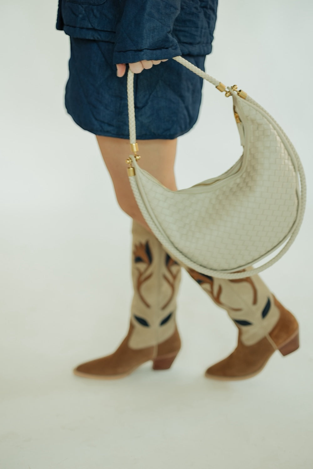 Biege Woven Hobo Bag