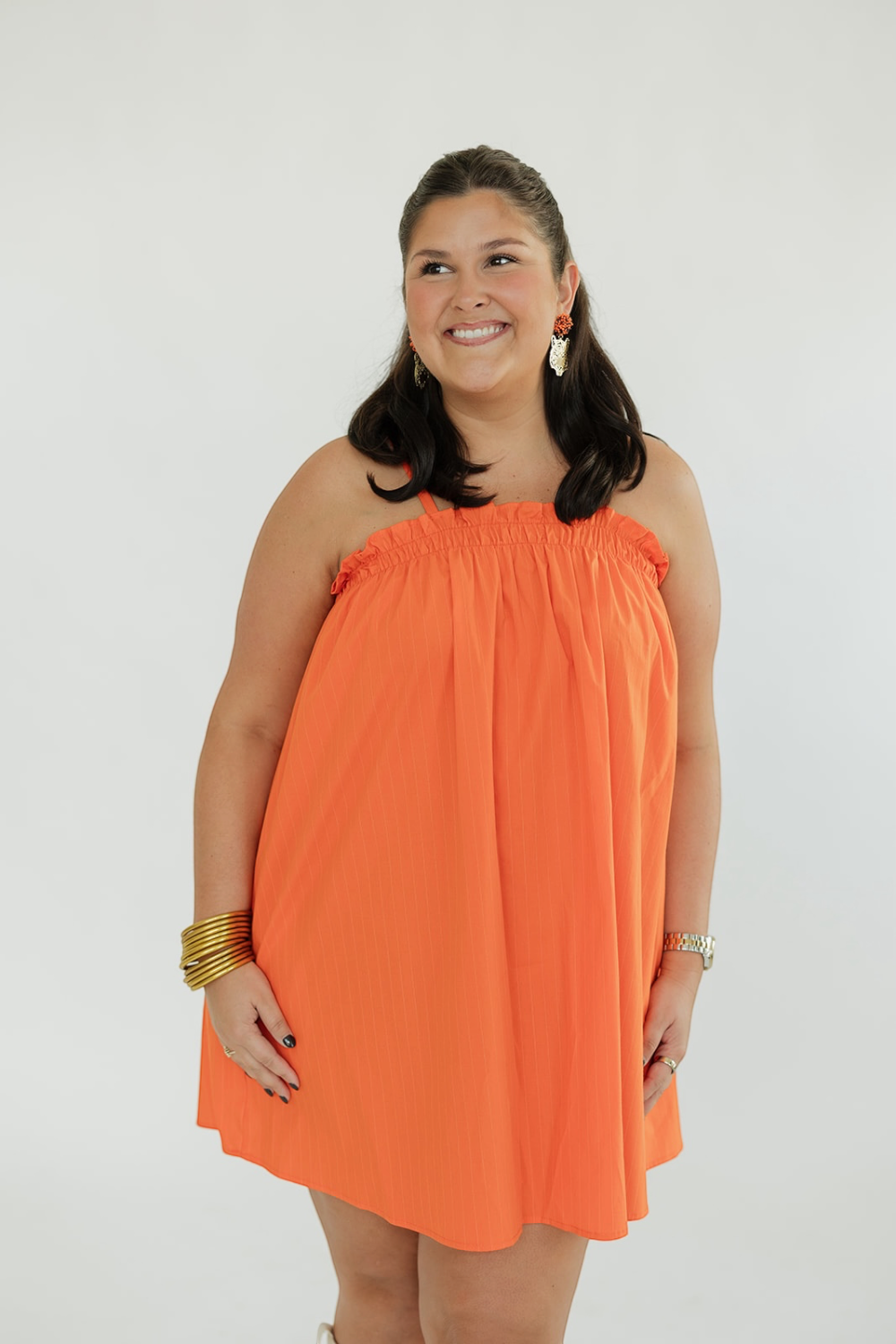 Blaire Orange Pinstripe Mini Dress (S-3XL)