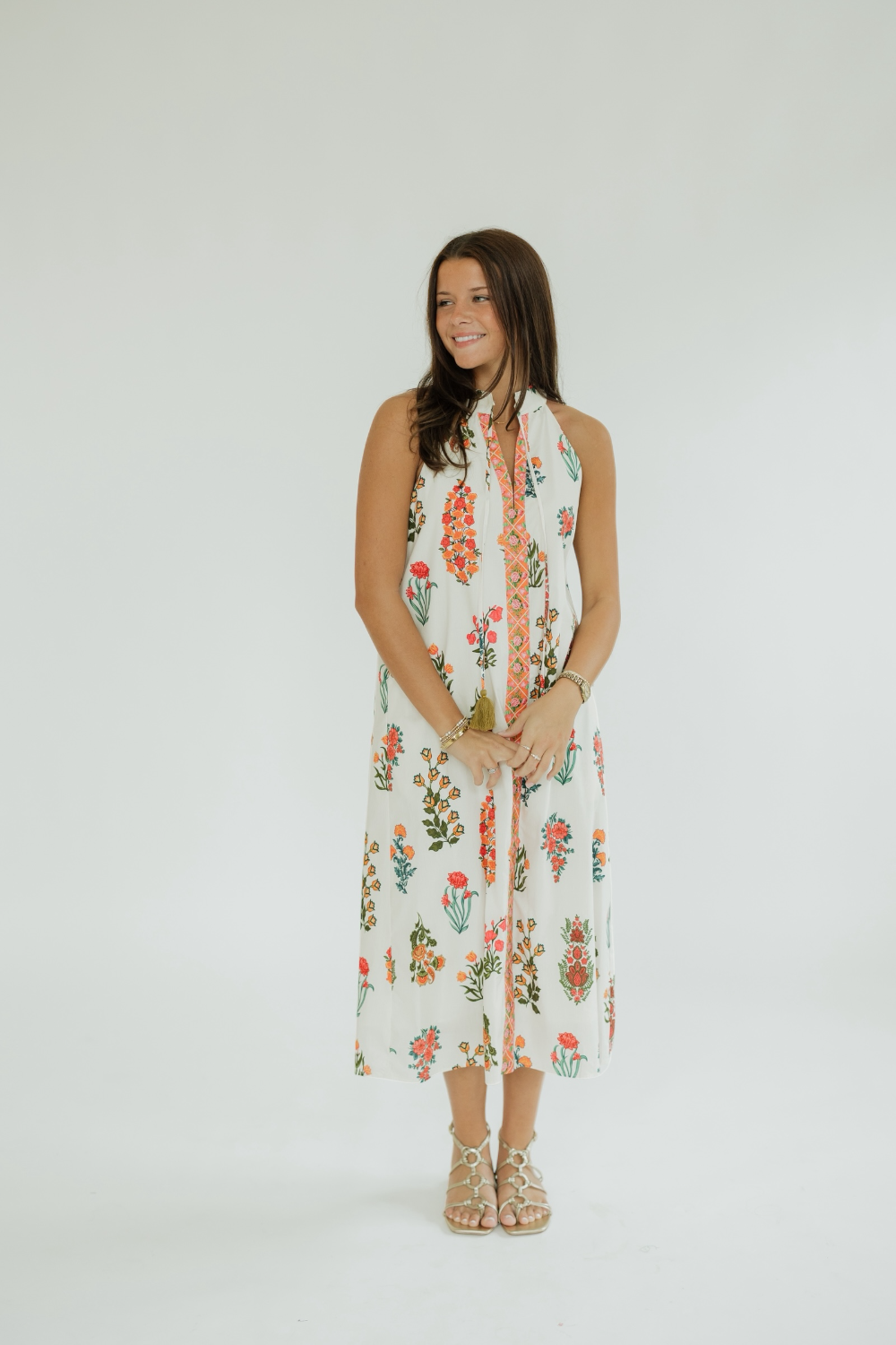 Hanna Floral Halter Midi Dress (XS-XL)