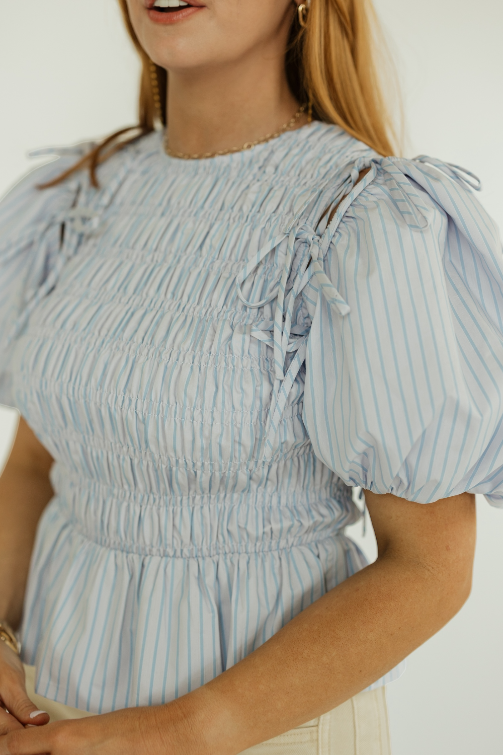 Ellie Detachable Sleeve Striped Top