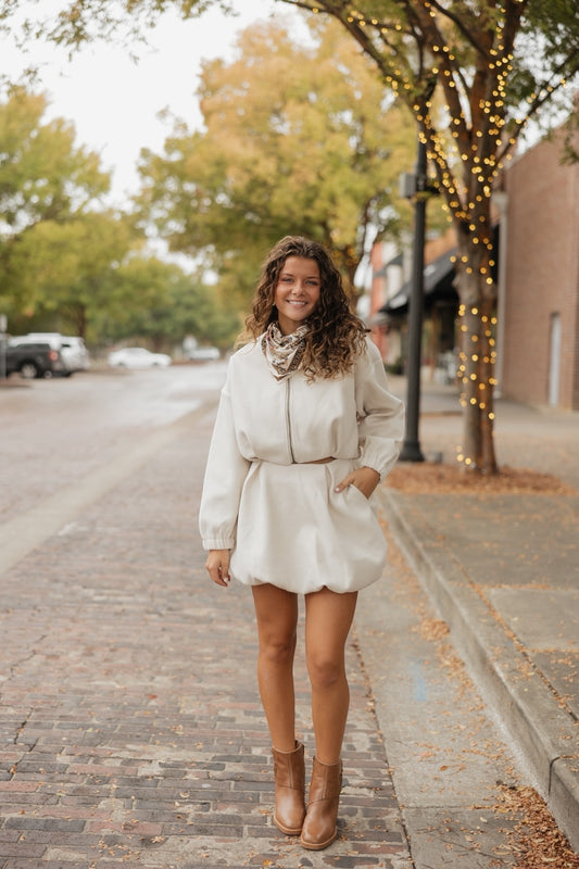 Veronica Cream Bubble Hem Skirt