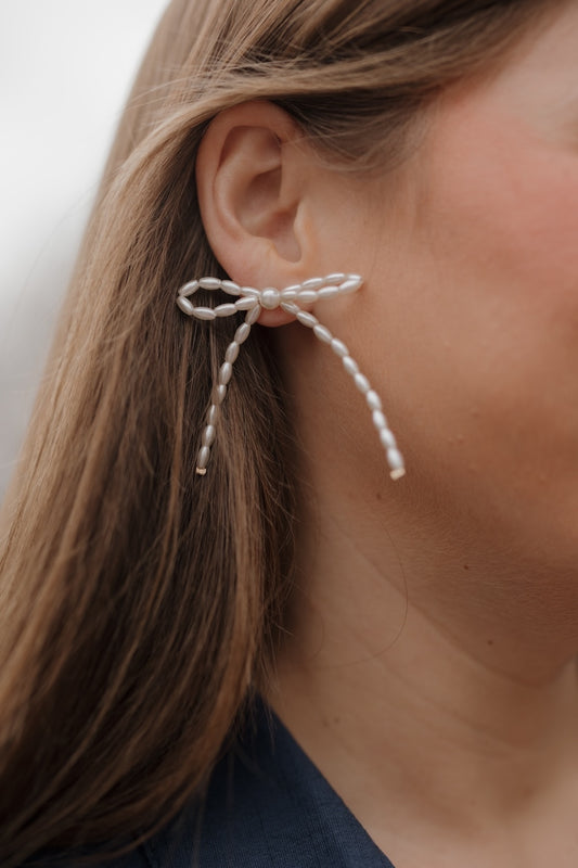 Pearl Bow Earrings