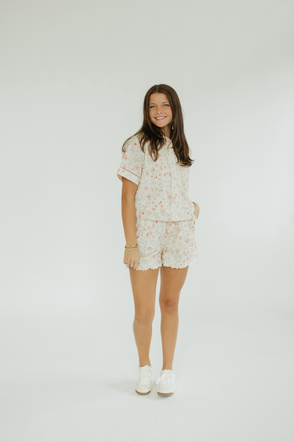 Jessie Scallop Trim Floral Shorts