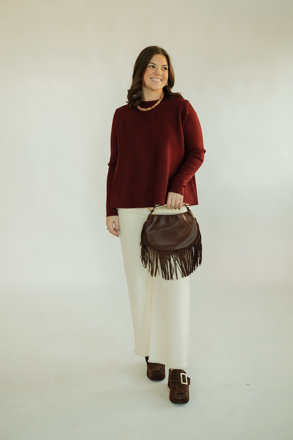 Maroon Flared Knit Sweater (S-XL)