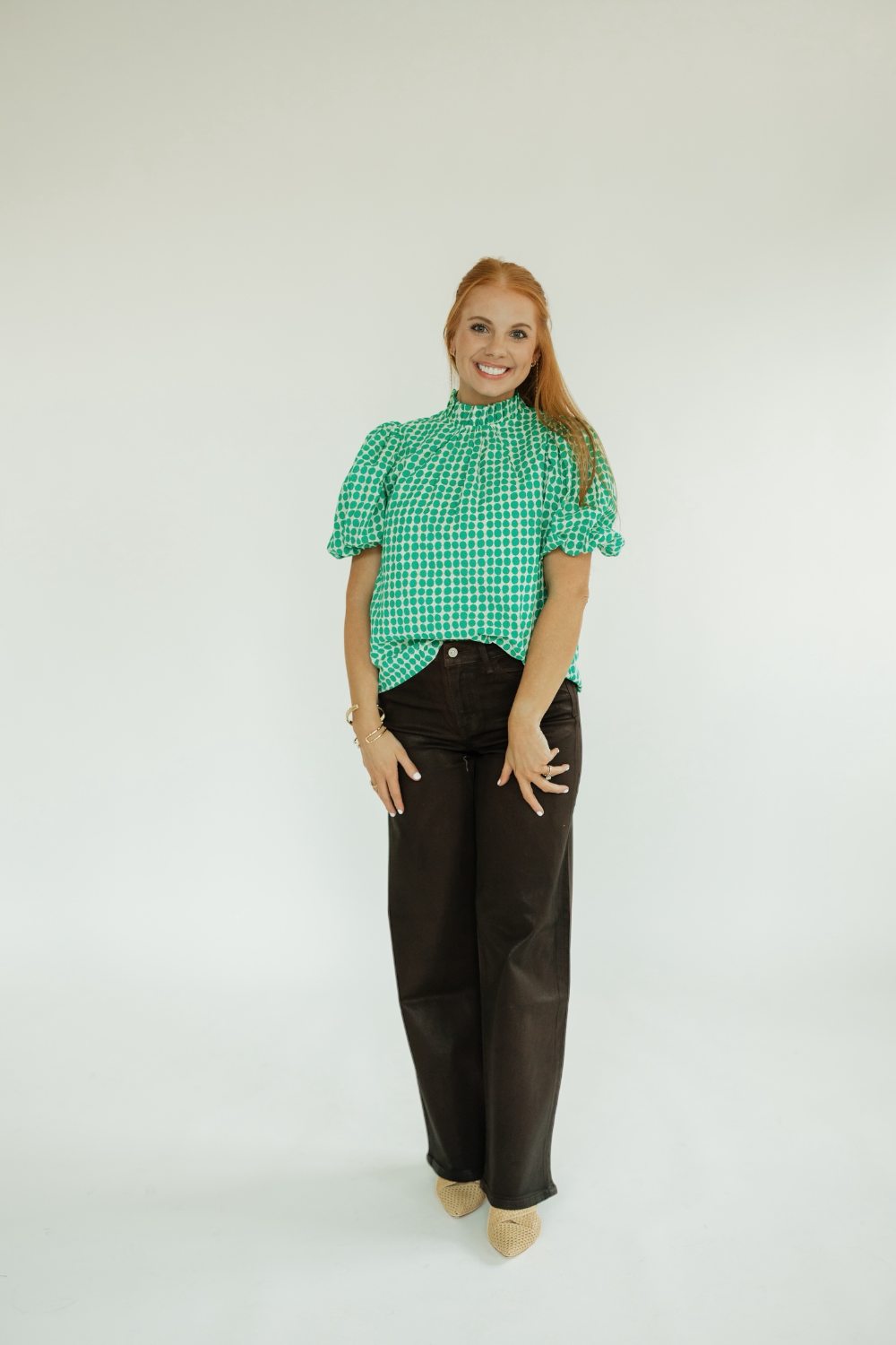 Ciara Green Polka Dot Blouse