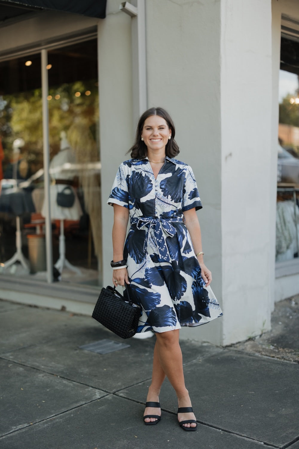 Vivian Indigo Lillies Midi Dress (XS-XL)