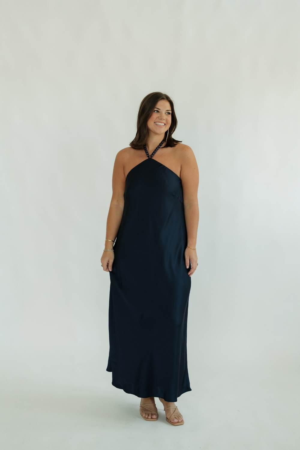 Peggy Navy Halter Dress