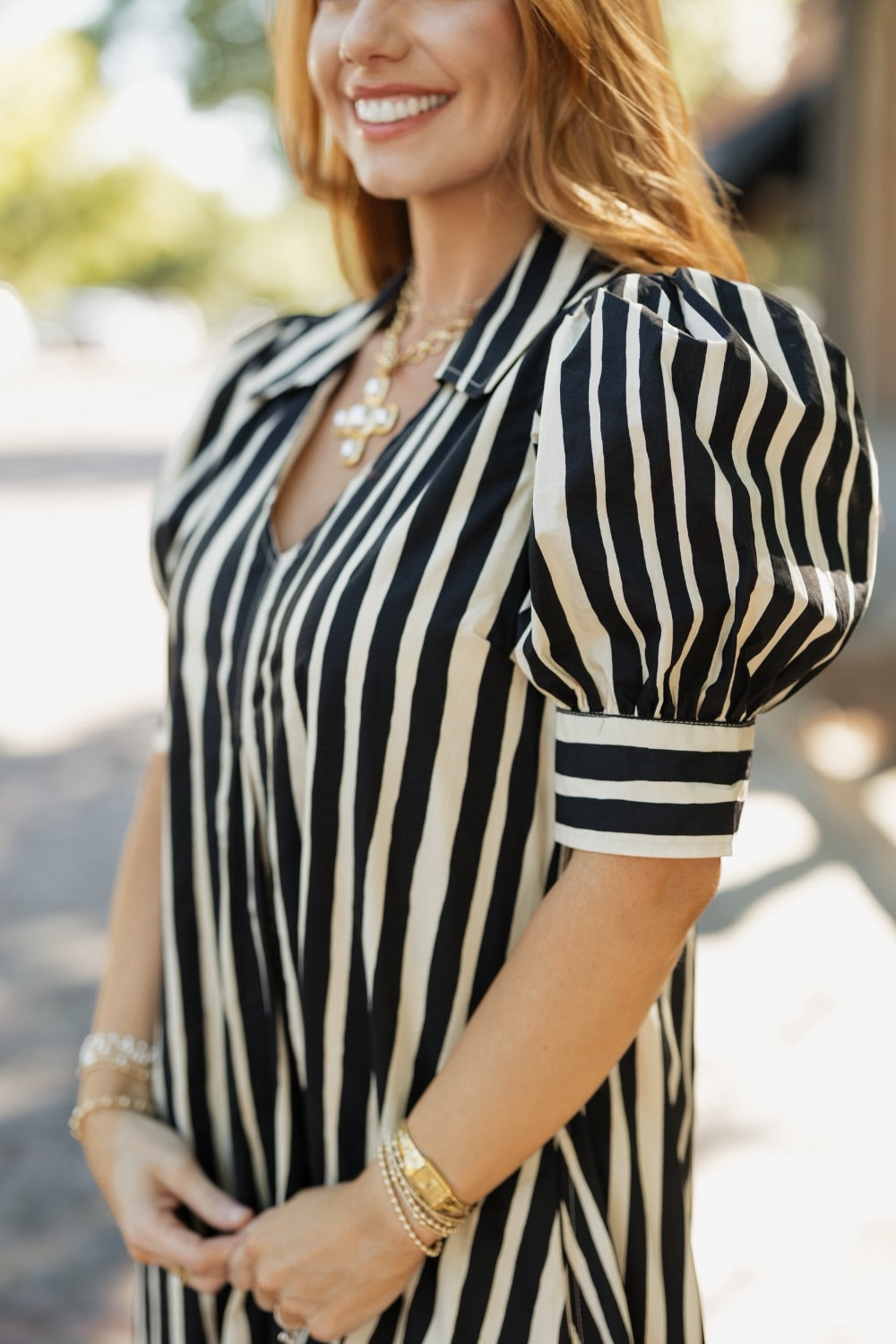 Colbi Black Striped Midi Dress