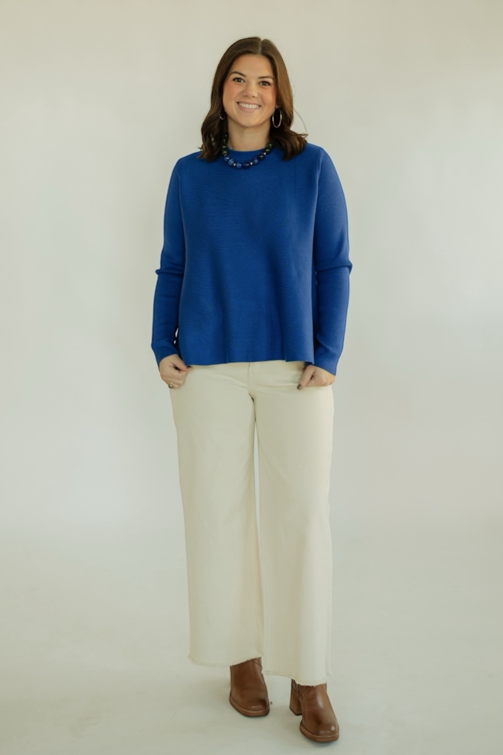 Blue Flared Knit Sweater (S-XL)