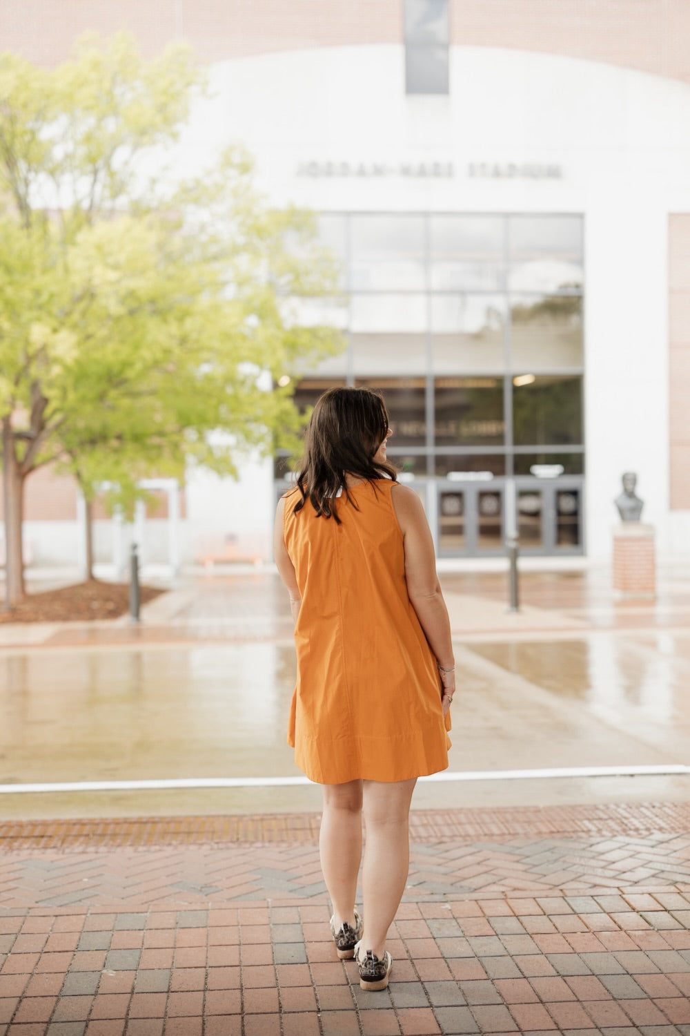 Caroline Orange A Line Mini Dress