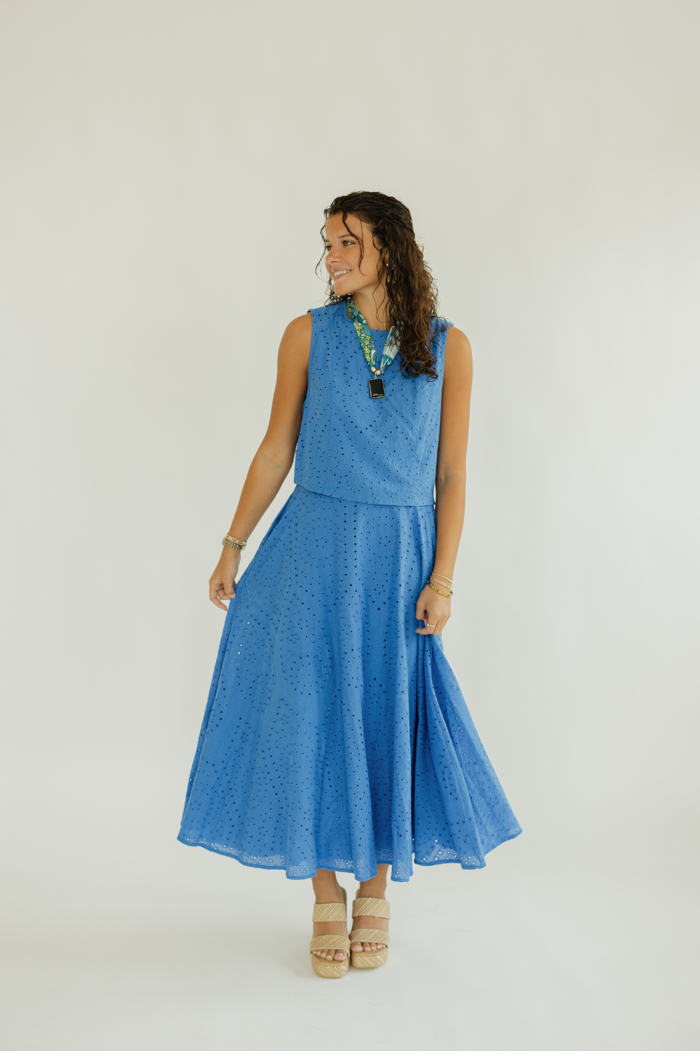 Violet Blue Eyelet Tank Top