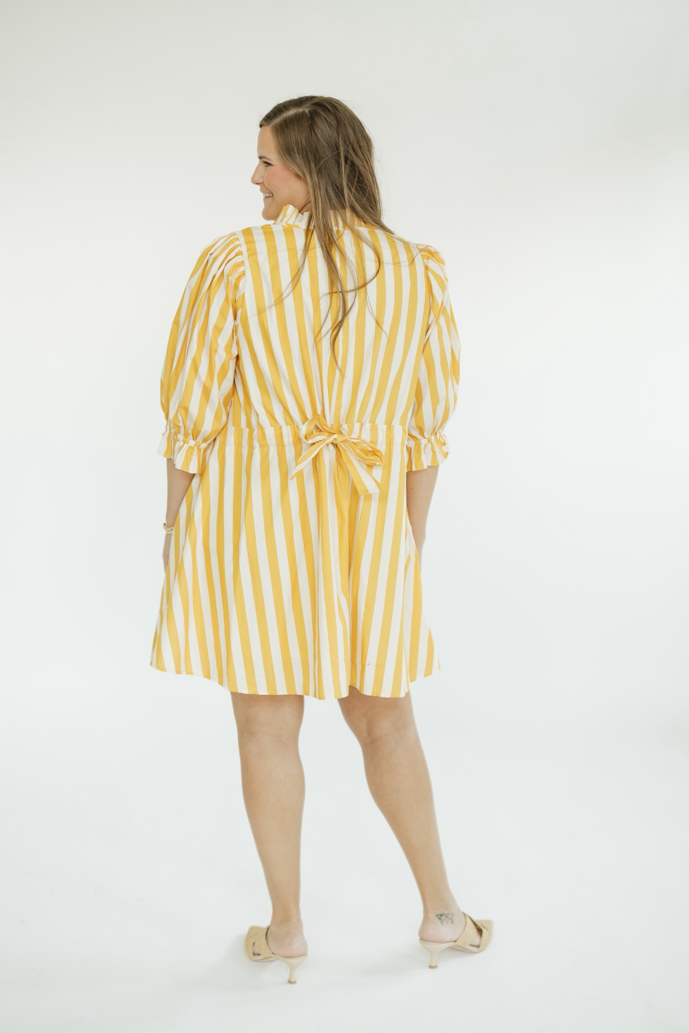 The Farah Yellow Striped Dress (S-2XL)