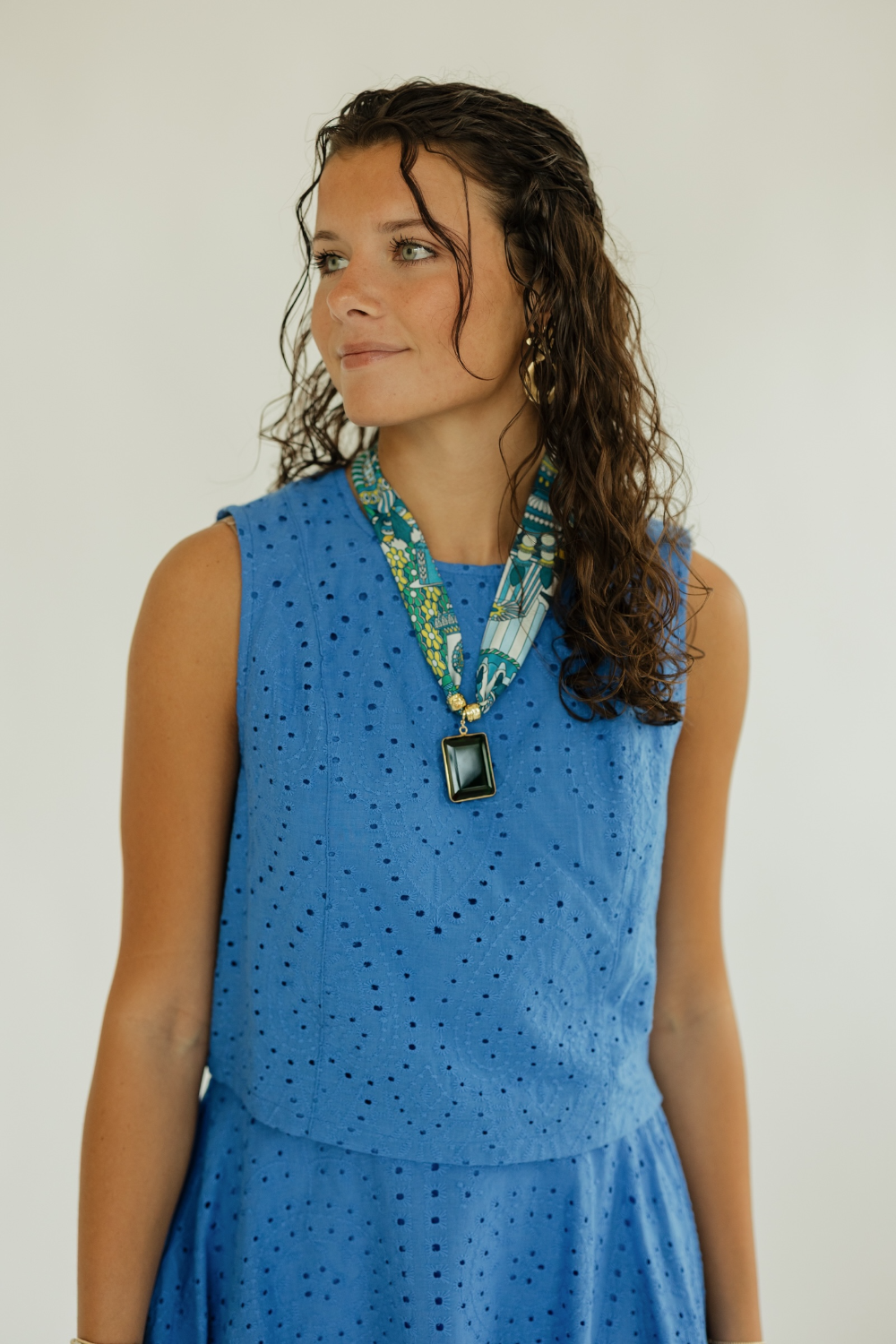 Violet Blue Eyelet Tank Top