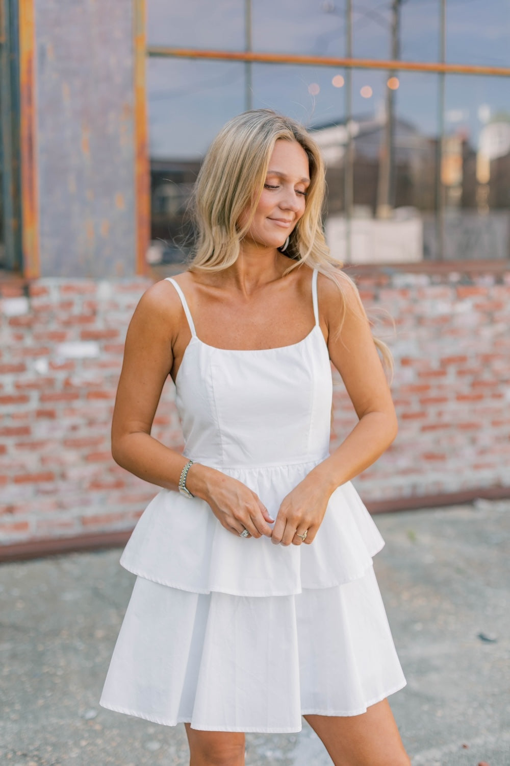 The Rina White Poplin Mini Dress