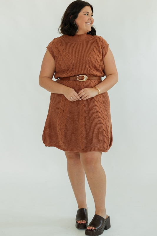 Rust Oversized Sweater Dress (S-3XL)