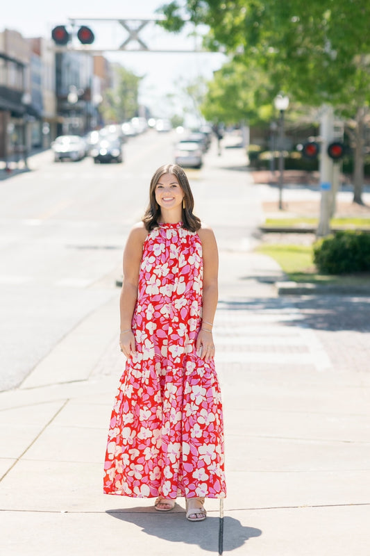 Tremezzo Floral Print Halter Maxi Dress (XS-XL)