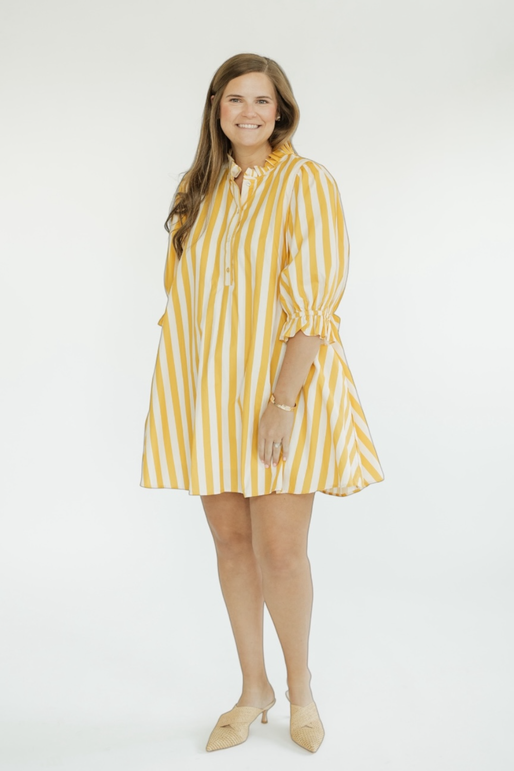 The Farah Yellow Striped Dress (S-2XL)