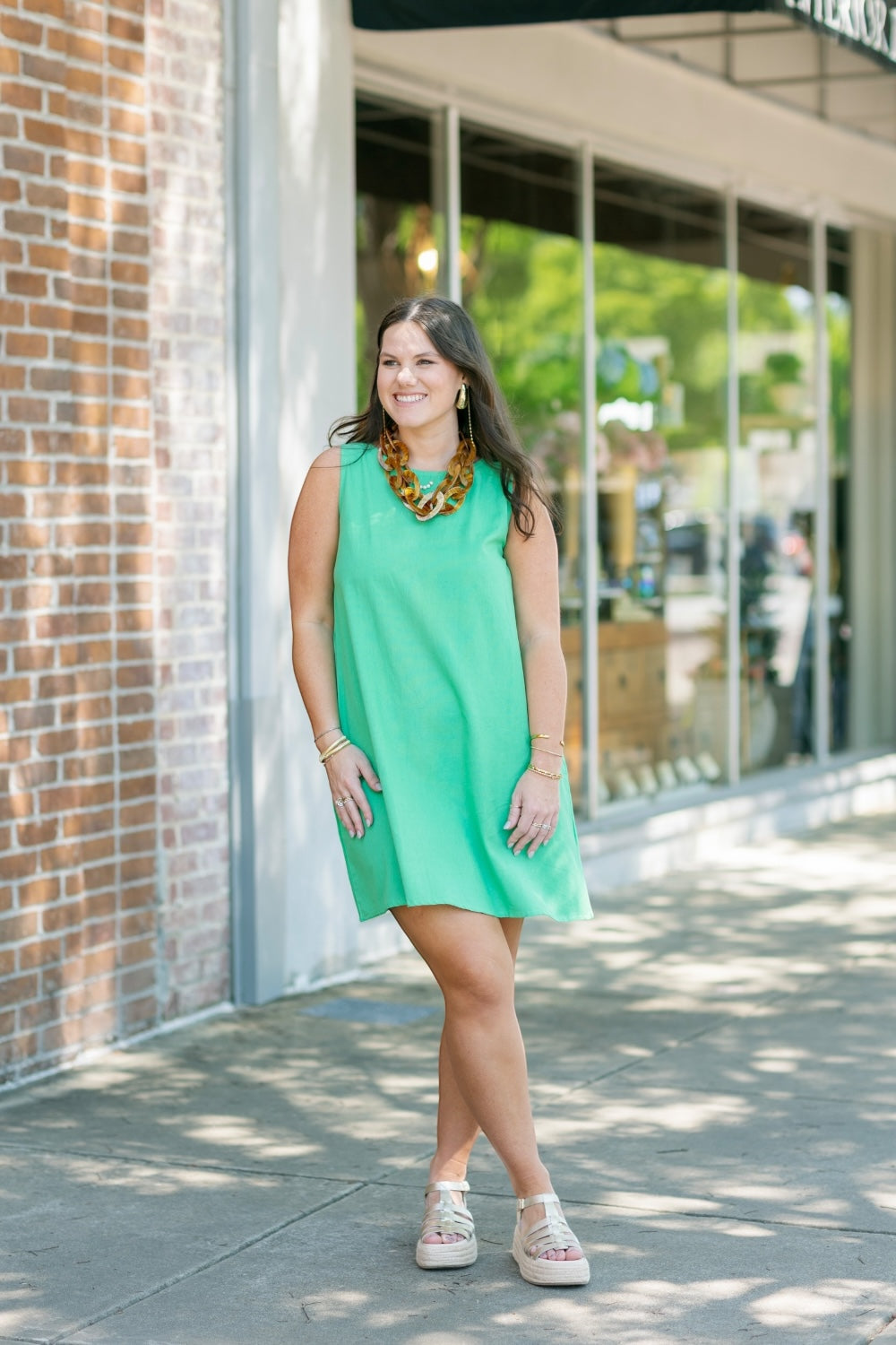 Kelly Green Cotton Dress (XS-XL)