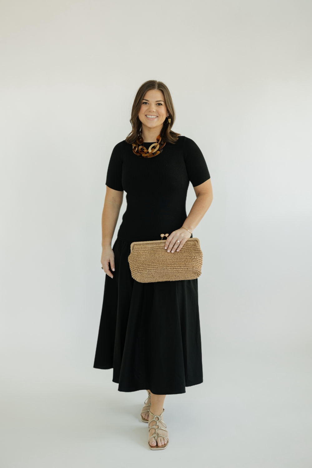 Delilah Black Mixed Media Dress