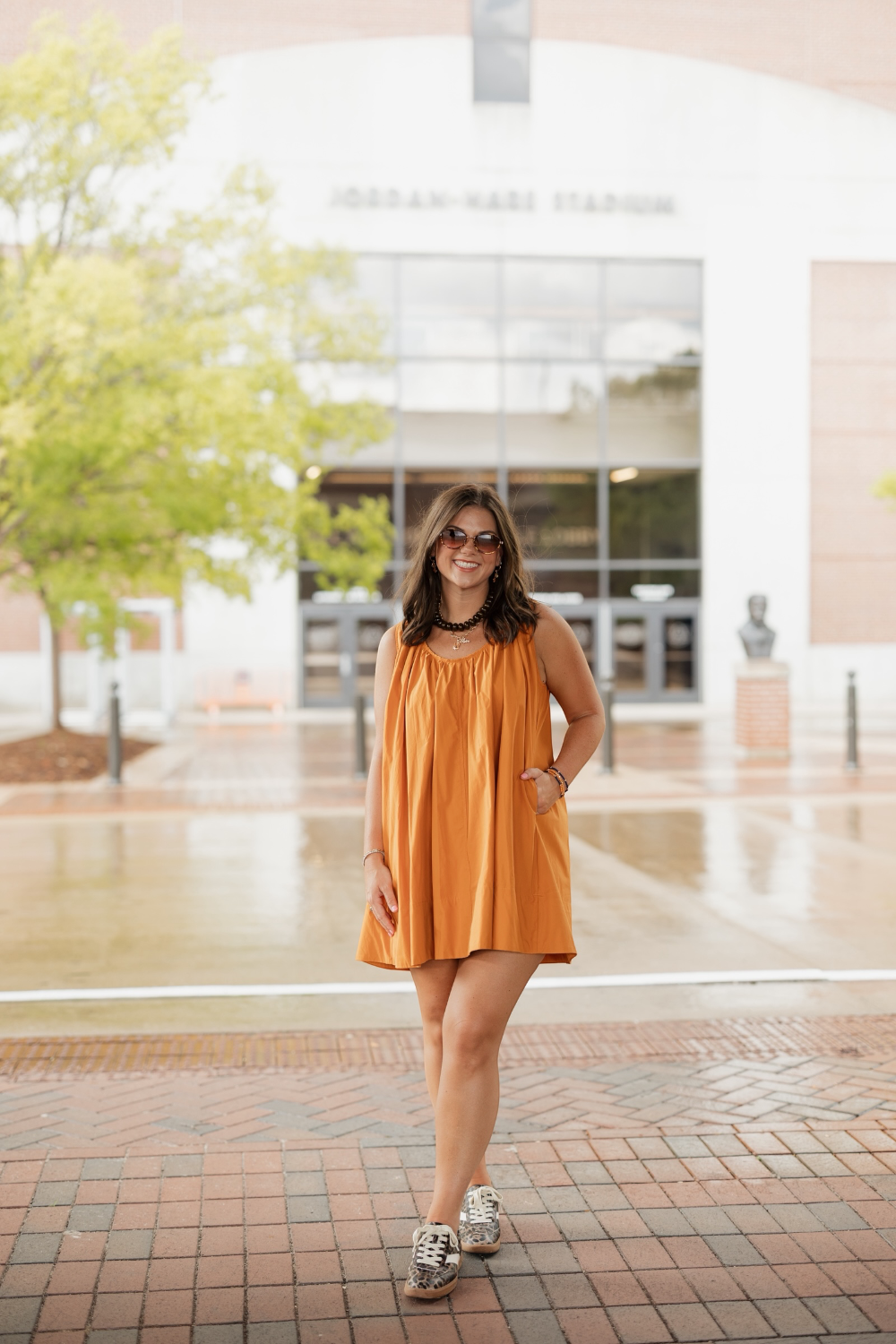 Caroline Orange A Line Mini Dress