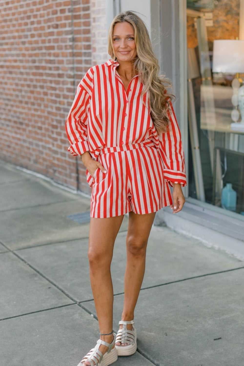 Red Cabana Stripe Shorts