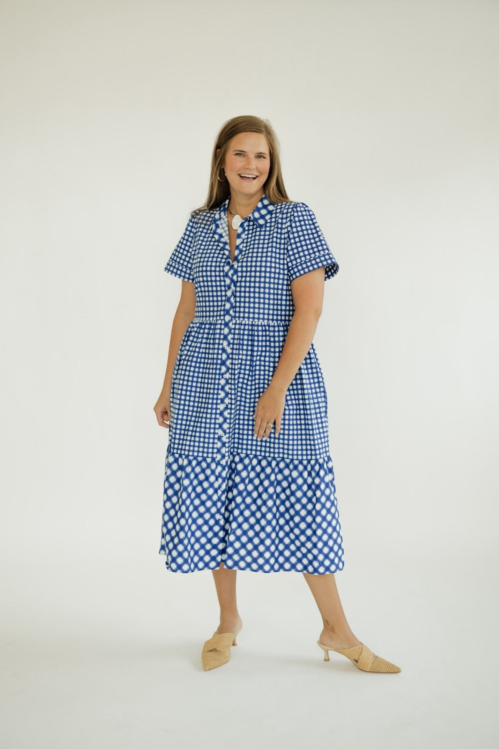 The Jema Dress in Navy Gingham