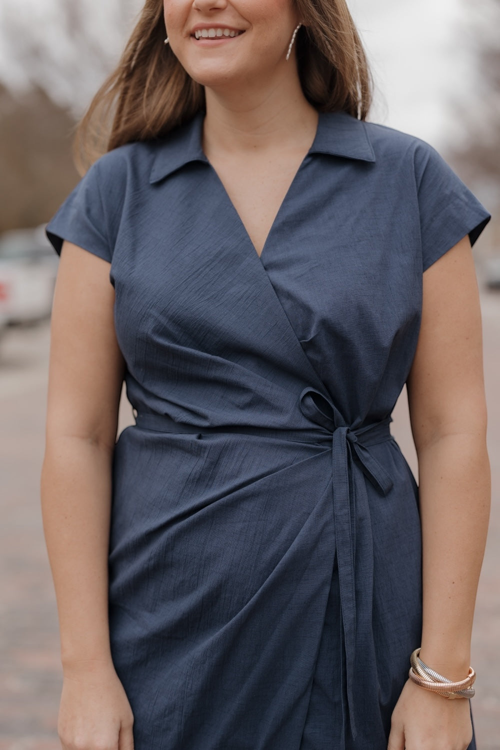 Warren Navy Wrap Midi Dress