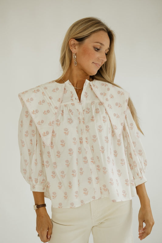 Brady Oversized Collar Floral Blouse