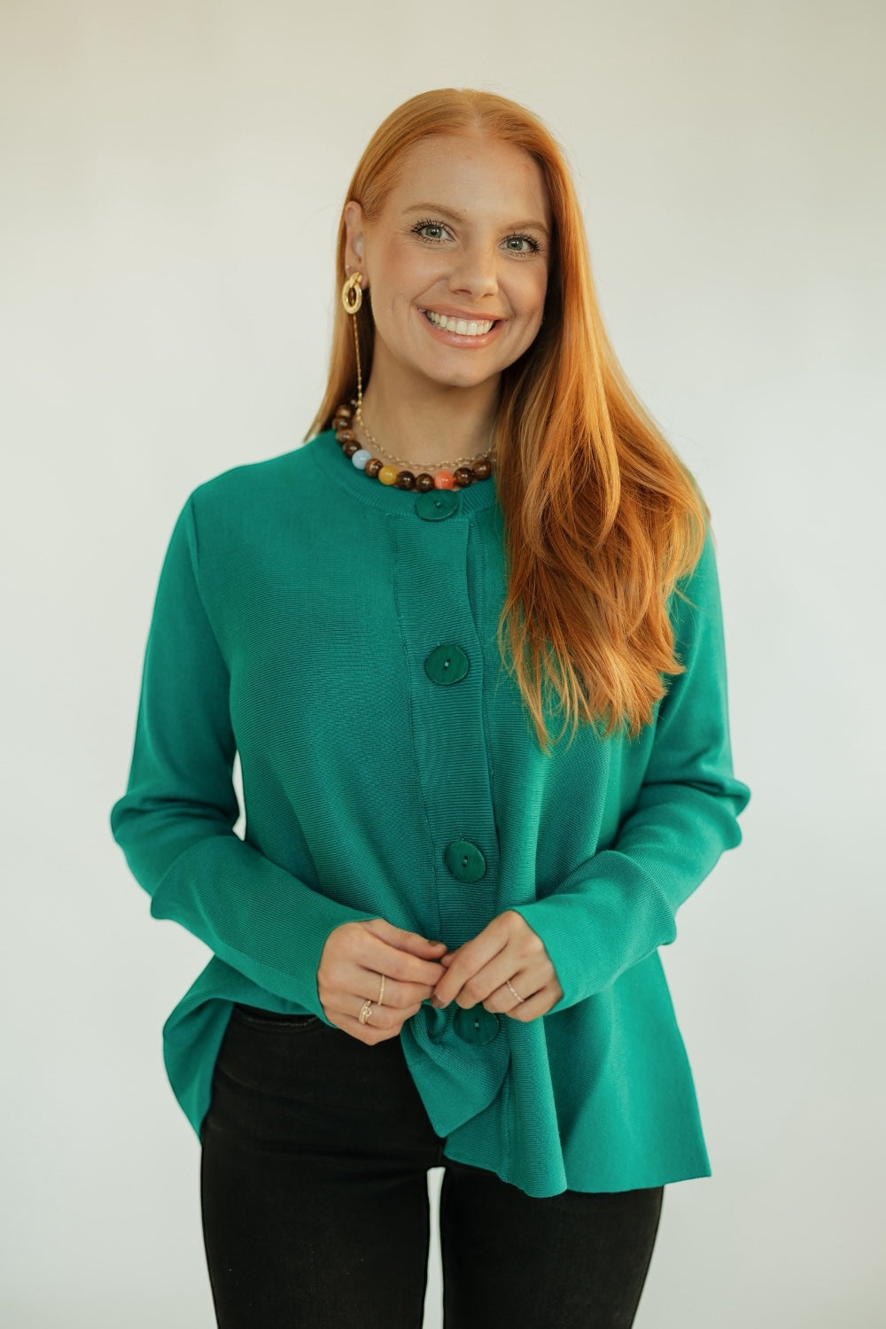 Teal Flared Knit Cardigan (S-XL)