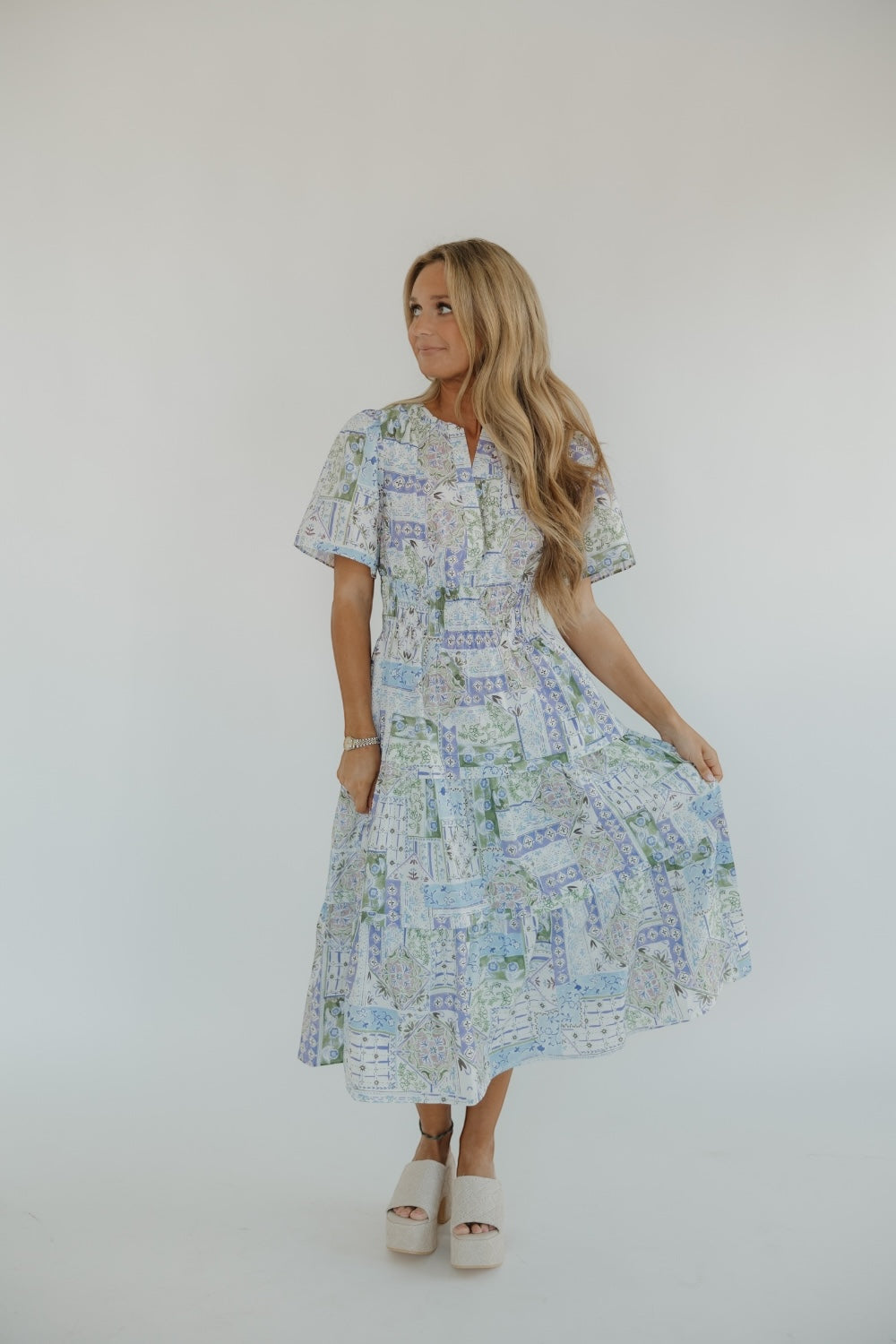 Lottie Lavender Pintuck Midi Dress