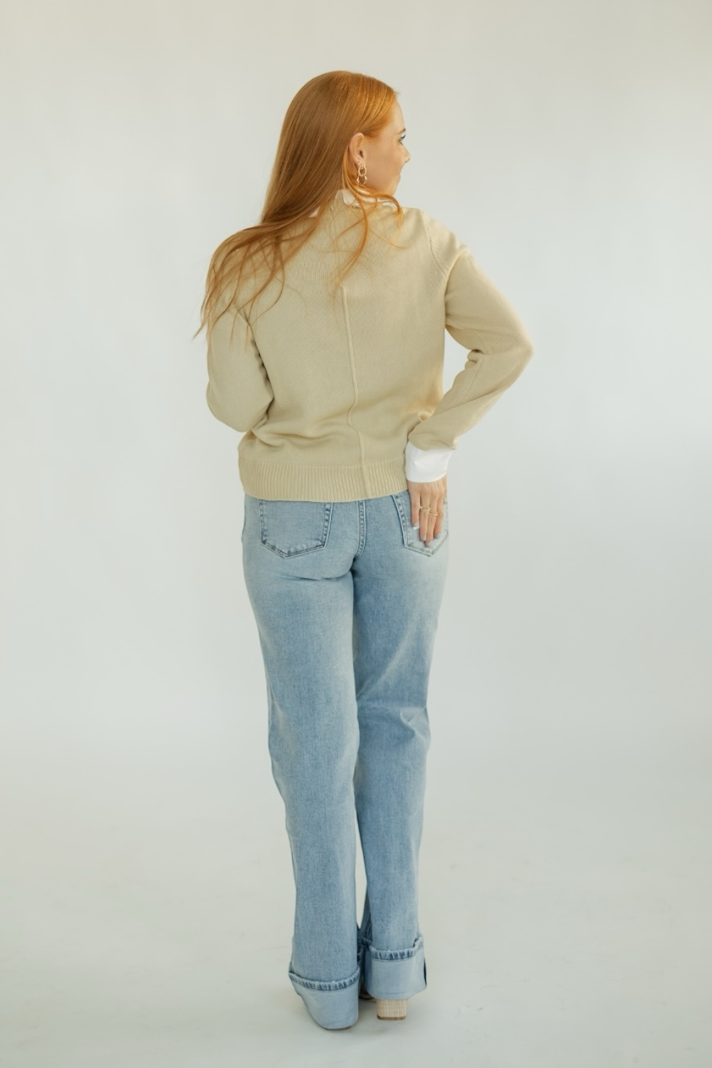 Azira Mix Media Collared Sweater (XS-3XL)