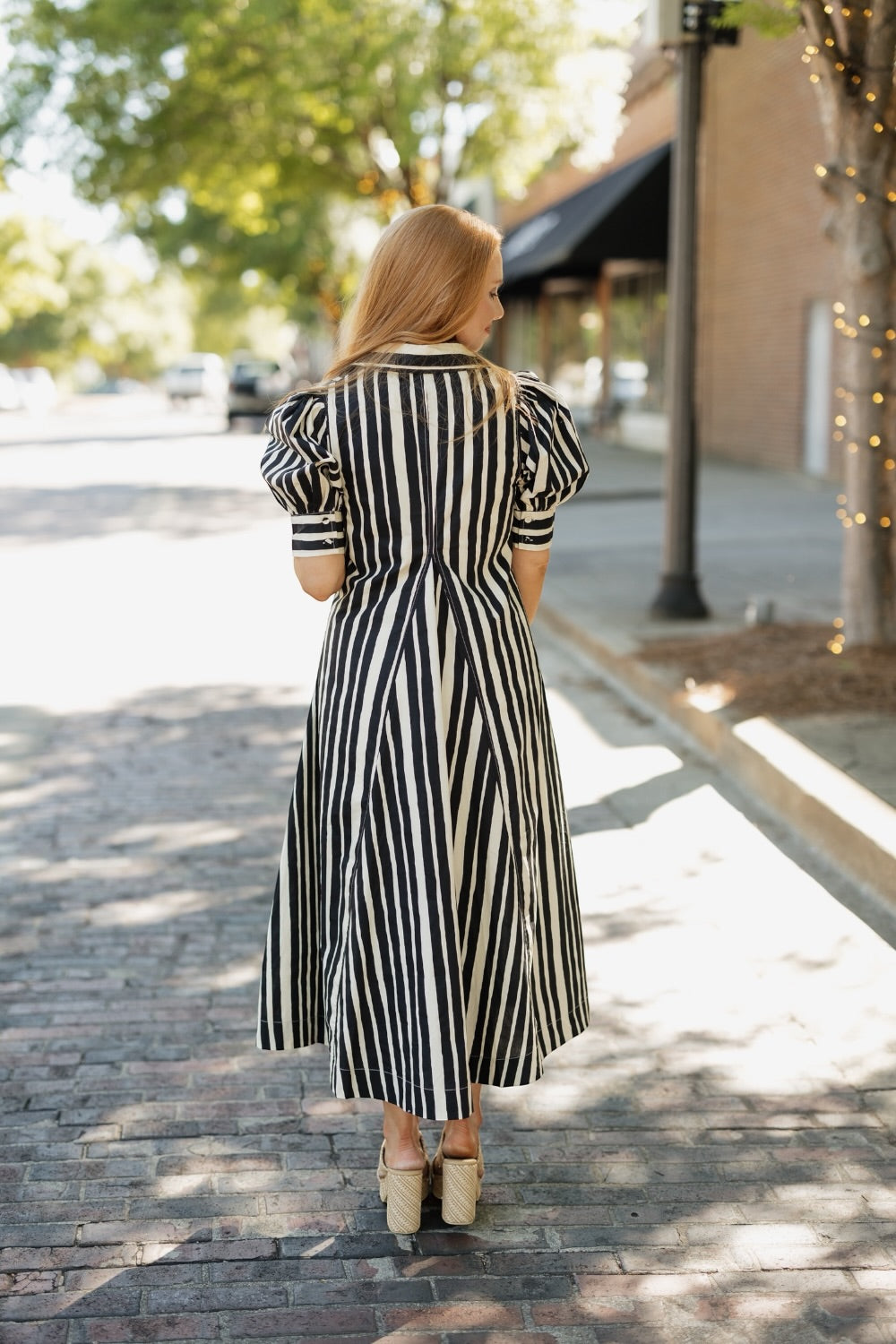 Colbi Black Striped Midi Dress