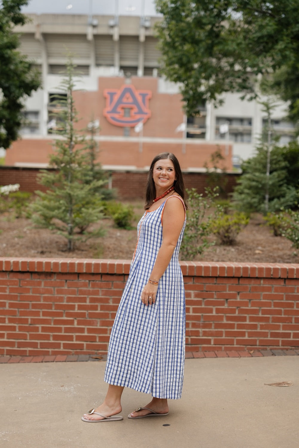 Gina Navy Gingham Dress